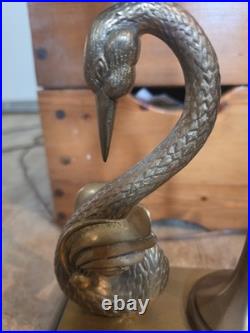 Vintage 1982 Chapman Brass Swan Bouillotte Table Lamp Tole Shade Neoclassical