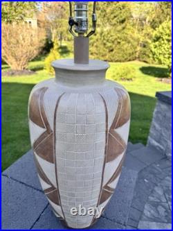 Vintage 1983 Casual Lamps of California Pottery Incised Table Lamp 34 Tall