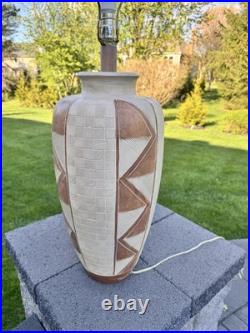 Vintage 1983 Casual Lamps of California Pottery Incised Table Lamp 34 Tall