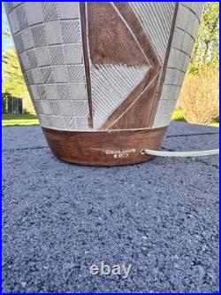 Vintage 1983 Casual Lamps of California Pottery Incised Table Lamp 34 Tall