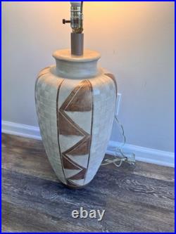 Vintage 1983 Casual Lamps of California Pottery Incised Table Lamp 34 Tall