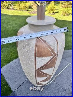 Vintage 1983 Casual Lamps of California Pottery Incised Table Lamp 34 Tall