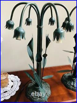 Vintage 25 Tiffany Style Heavy Metal Table Lamp Cala Lilly Tulip -No Shades