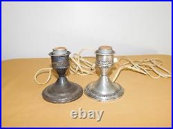 Vintage 2 Sterling Silver Electric Table Lamps