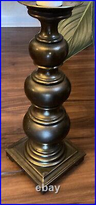 Vintage 39 Brass Candlestick Table Lamp with Stiffel Milk Glass Shade