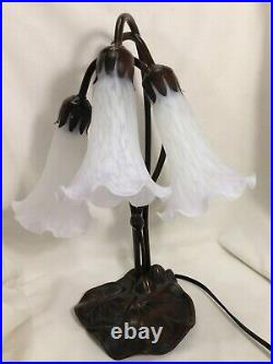 Vintage 3 Arm Goose Neck Lily Pad Bronze Table Lamp WORKING