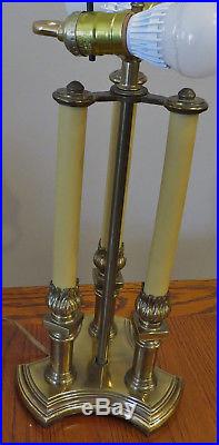 Vintage 3 CANDLE LIGHT BRASS BOUILLOTTE TABLE LAMP with Black Shade 27