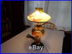 Vintage 3 Way Gone with the Wind Hurricane Hand Painted Lamp BEAUTIFUL 25 Tall