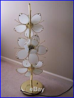 Vintage 40 Extra Large 3 Light Lotus Flower Brass Floor/Table Lamp