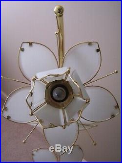 Vintage 40 Extra Large 3 Light Lotus Flower Brass Floor/Table Lamp
