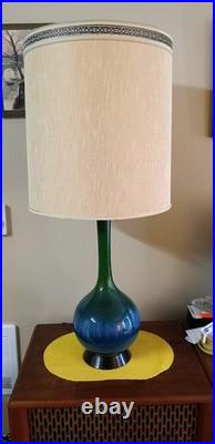 Vintage 60s Blue Green Lamp Mid Century Modern Atomic Era