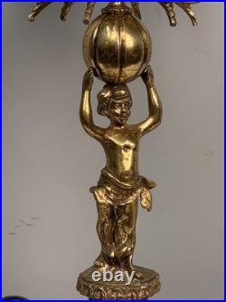 Vintage 7-Light Cherub Marble Base Figural Candelabra Table Lamp