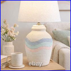Vintage 90s Elite Plaster Table Lamp Pastel Wave Blue Green Peach Retro