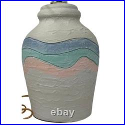 Vintage 90s Elite Plaster Table Lamp Pastel Wave Blue Green Peach Retro