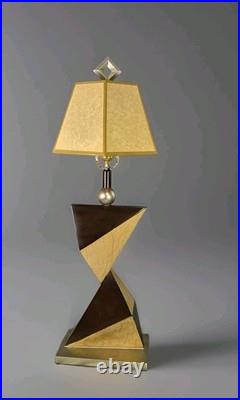 Vintage ARTMAX Post Modern Sculptural Plaster Twisted Triangle Table Lamp