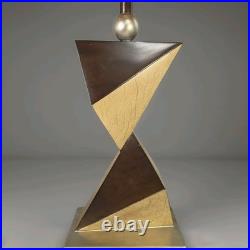 Vintage ARTMAX Post Modern Sculptural Plaster Twisted Triangle Table Lamp