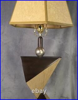 Vintage ARTMAX Post Modern Sculptural Plaster Twisted Triangle Table Lamp Vintage ARTMAX Post Modern Sculptural Plaster Twisted Triangle Table Lamp
