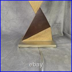 Vintage ARTMAX Post Modern Sculptural Plaster Twisted Triangle Table Lamp Vintage ARTMAX Post Modern Sculptural Plaster Twisted Triangle Table Lamp