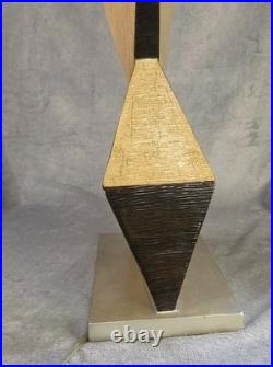 Vintage ARTMAX Post Modern Sculptural Plaster Twisted Triangle Table Lamp