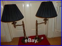 Vintage A Pair Laura Ashley Large Brass Table Lamp, Desk Bedside Shade Swing Arm
