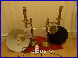 Vintage A Pair Laura Ashley Large Brass Table Lamp, Desk Bedside Shade Swing Arm