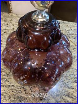 Vintage Accurate Casting Bubble Purple Table Lamp Hollywood Regency Floral Decal