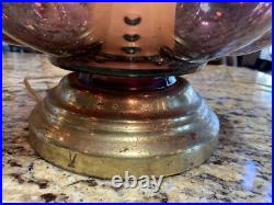 Vintage Accurate Casting Bubble Purple Table Lamp Hollywood Regency Floral Decal