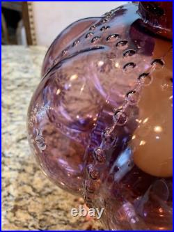 Vintage Accurate Casting Bubble Purple Table Lamp Hollywood Regency Floral Decal