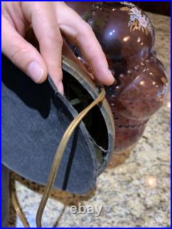 Vintage Accurate Casting Bubble Purple Table Lamp Hollywood Regency Floral Decal