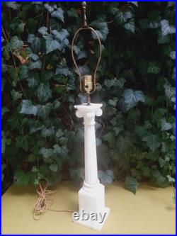 Vintage Alabaster Column Pillar Tall Table Lamp Neoclassical Italian Marble