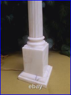 Vintage Alabaster Column Pillar Tall Table Lamp Neoclassical Italian Marble