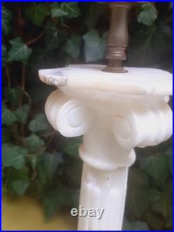 Vintage Alabaster Column Pillar Tall Table Lamp Neoclassical Italian Marble