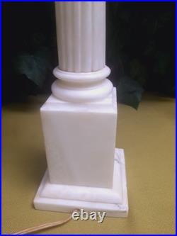 Vintage Alabaster Column Pillar Tall Table Lamp Neoclassical Italian Marble