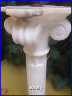 Vintage Alabaster Column Pillar Tall Table Lamp Neoclassical Italian Marble