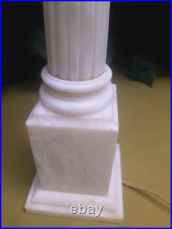 Vintage Alabaster Column Pillar Tall Table Lamp Neoclassical Italian Marble