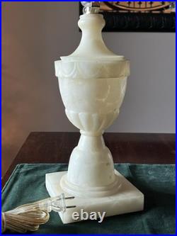 Vintage Alabaster Table Lamp Carved Stone Urn Hollywood Regency 15 Working