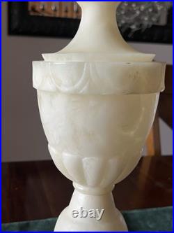 Vintage Alabaster Table Lamp Carved Stone Urn Hollywood Regency 15 Working