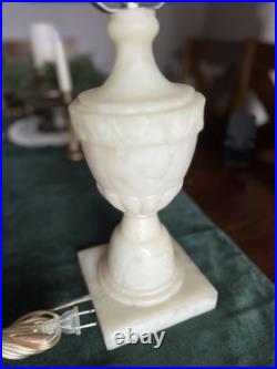 Vintage Alabaster Table Lamp Carved Stone Urn Hollywood Regency 15 Working