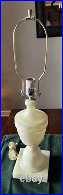Vintage Alabaster Table Lamp Carved Stone Urn Hollywood Regency 15 Working