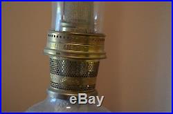 Vintage Aladdin Table Top Lamp No. 23 Kerosene Oil Lantern Brass Glass Fount NOS
