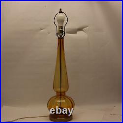 Vintage Amber Glass Brass Table Lamp