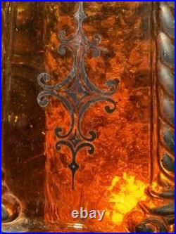 Vintage Amber Glass Gothic Table Lamp 1971 EF EF Industries Inc. Light