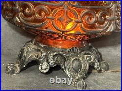 Vintage Amber Glass Gothic Table Lamp 1971 EF EF Industries Inc. Light