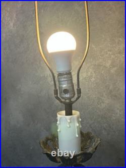 Vintage Amber Glass Gothic Table Lamp 1971 EF EF Industries Inc. Light