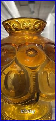 Vintage Amber Pressed Glass Electric Table Lamp