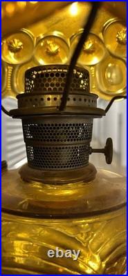 Vintage Amber Pressed Glass Electric Table Lamp