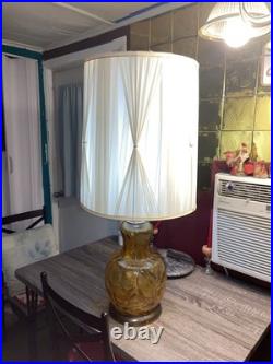 Vintage Amber glass Mid-Century Table Lamp