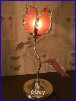 Vintage Anthonys California Pink Lotus Flower Touch Lamp