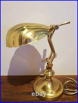 Vintage Antique Clam Shell Brass Desk Table Lamp Art Deco