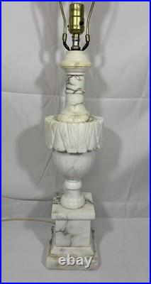 Vintage Antique Italian Hand Carved Marble & Alabaster Table Lamp Neoclassical
